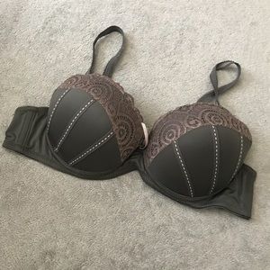 Gray push-up bra